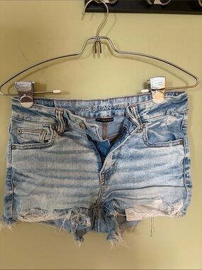 American Eagle Outfitters Light Blue Distressed Denim Cutoff Shorts